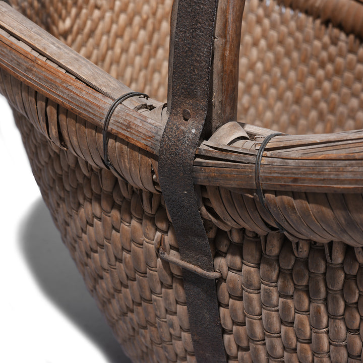 Detail From Vintage Woven Willow Farmers Basket | Indigo Antiques
