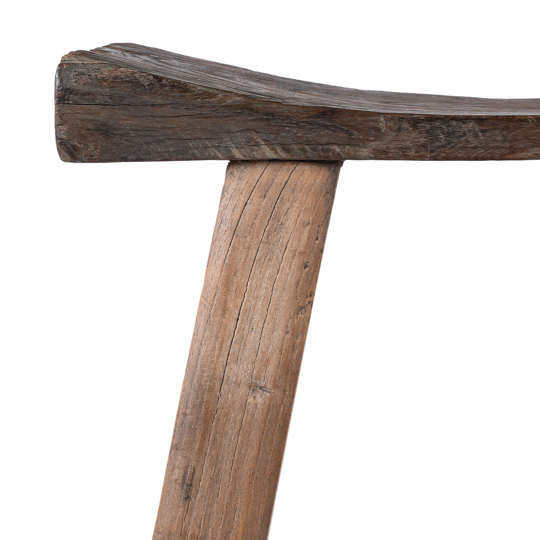 Corner Detail From Antique Chinese Elm Saddle Stool | Indigo Antiques