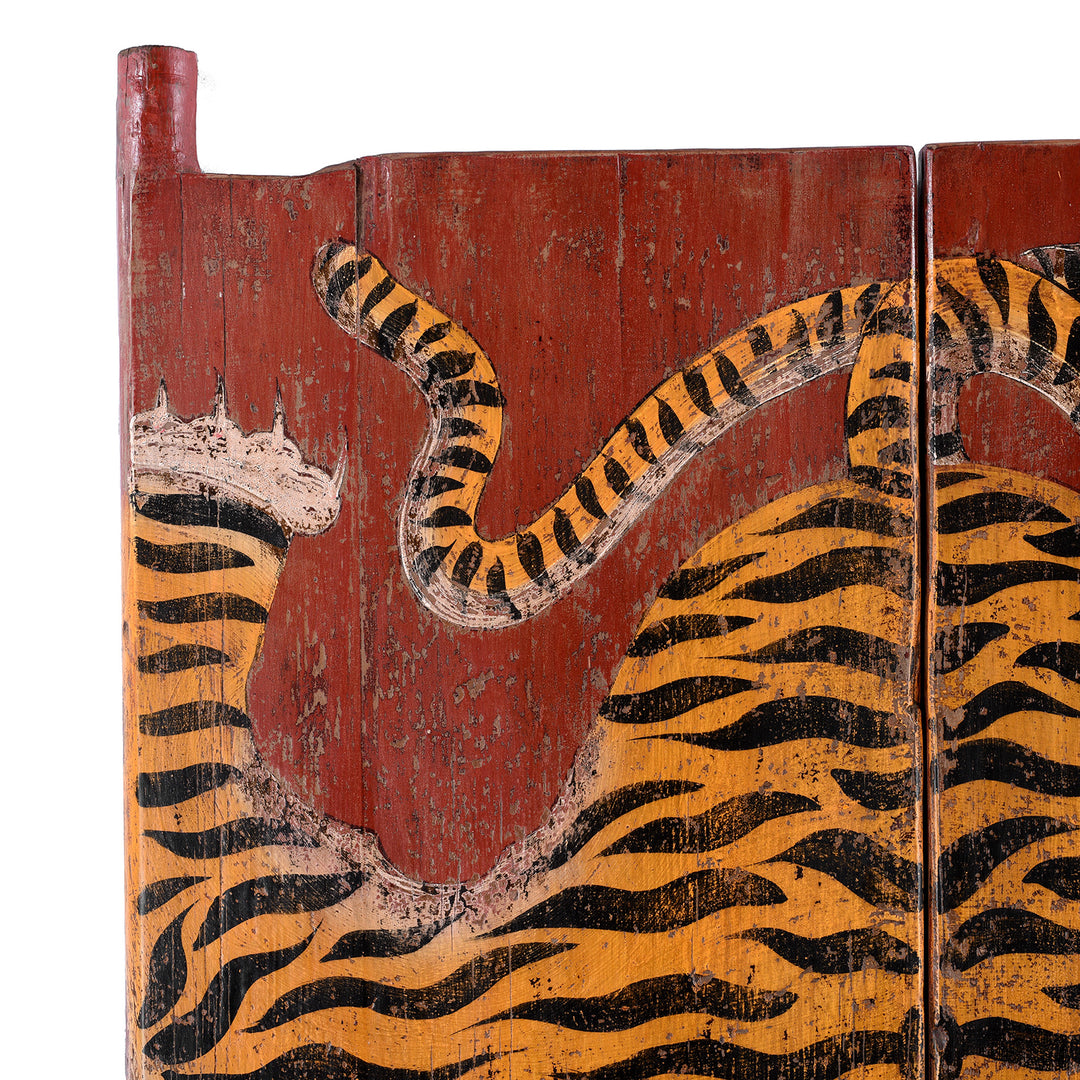 Lug & Tiger Claw Detail From Chinese Reproduction Painted Tiger Doors | Indigo Antiques