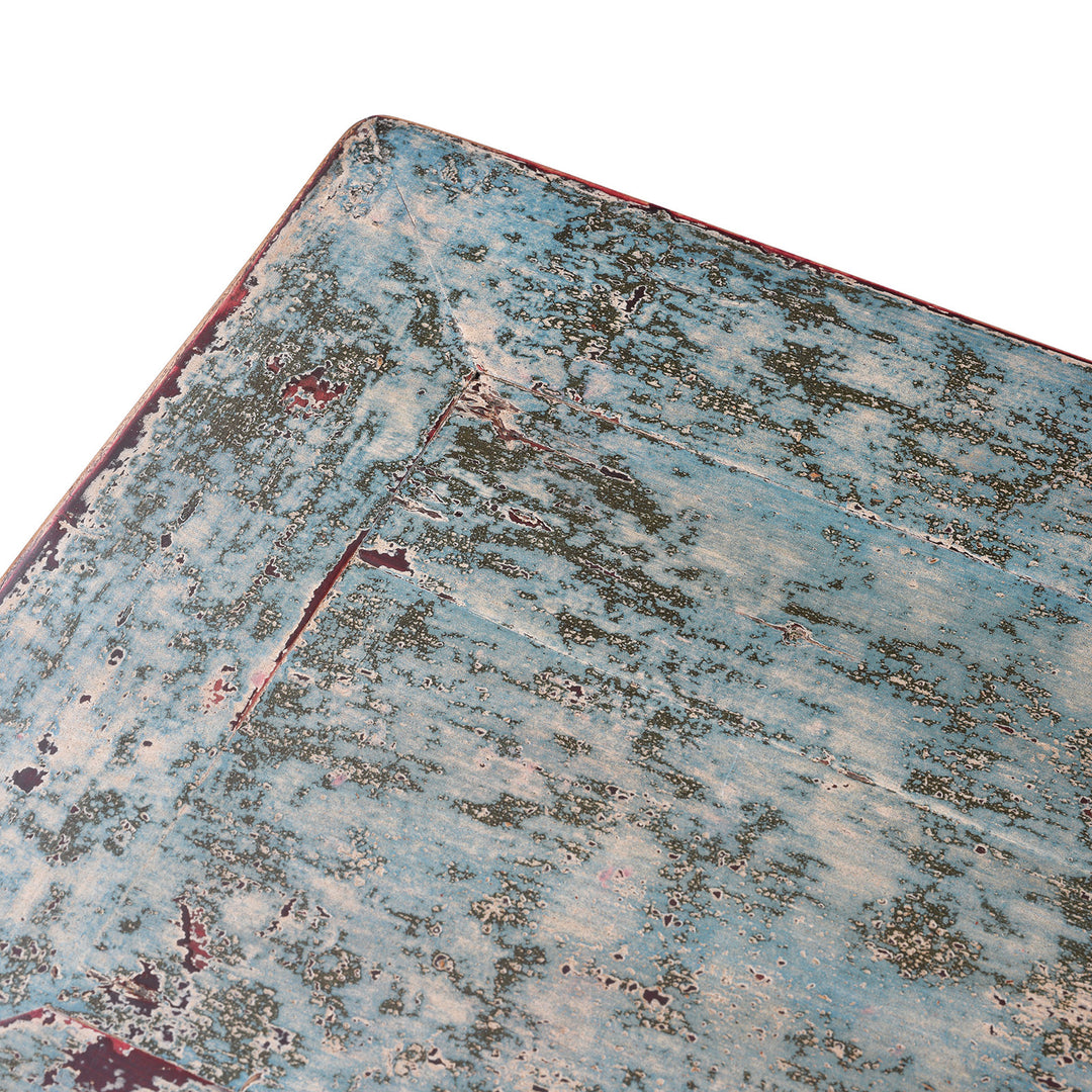 Corner Detail From Reproduction Chinese Turquoise Lacquer 3 Drawer Console Table | Indigo Antiques