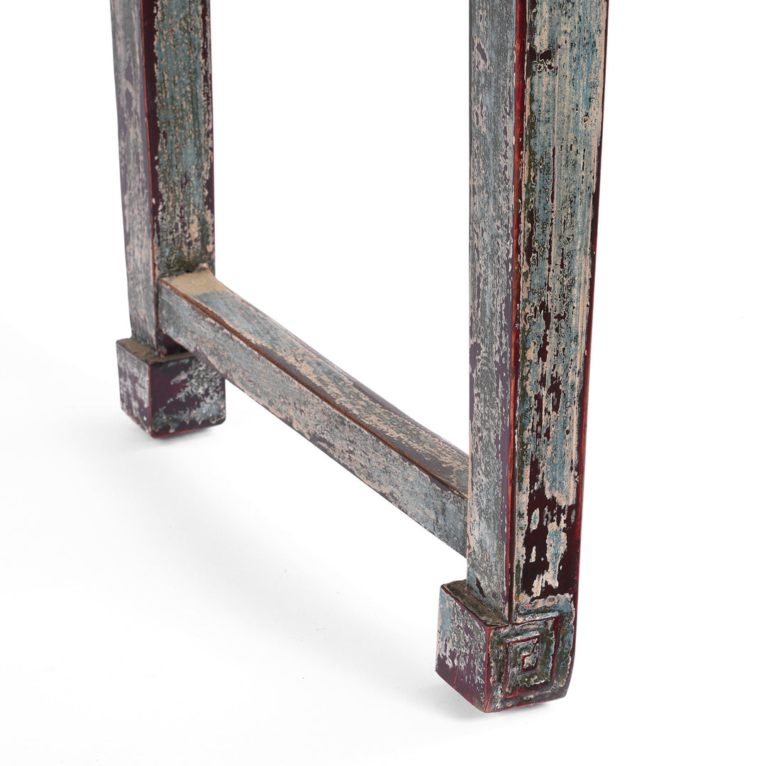 Feet Detail From Reproduction Chinese Turquoise Lacquer 3 Drawer Console Table | Indigo Antiques