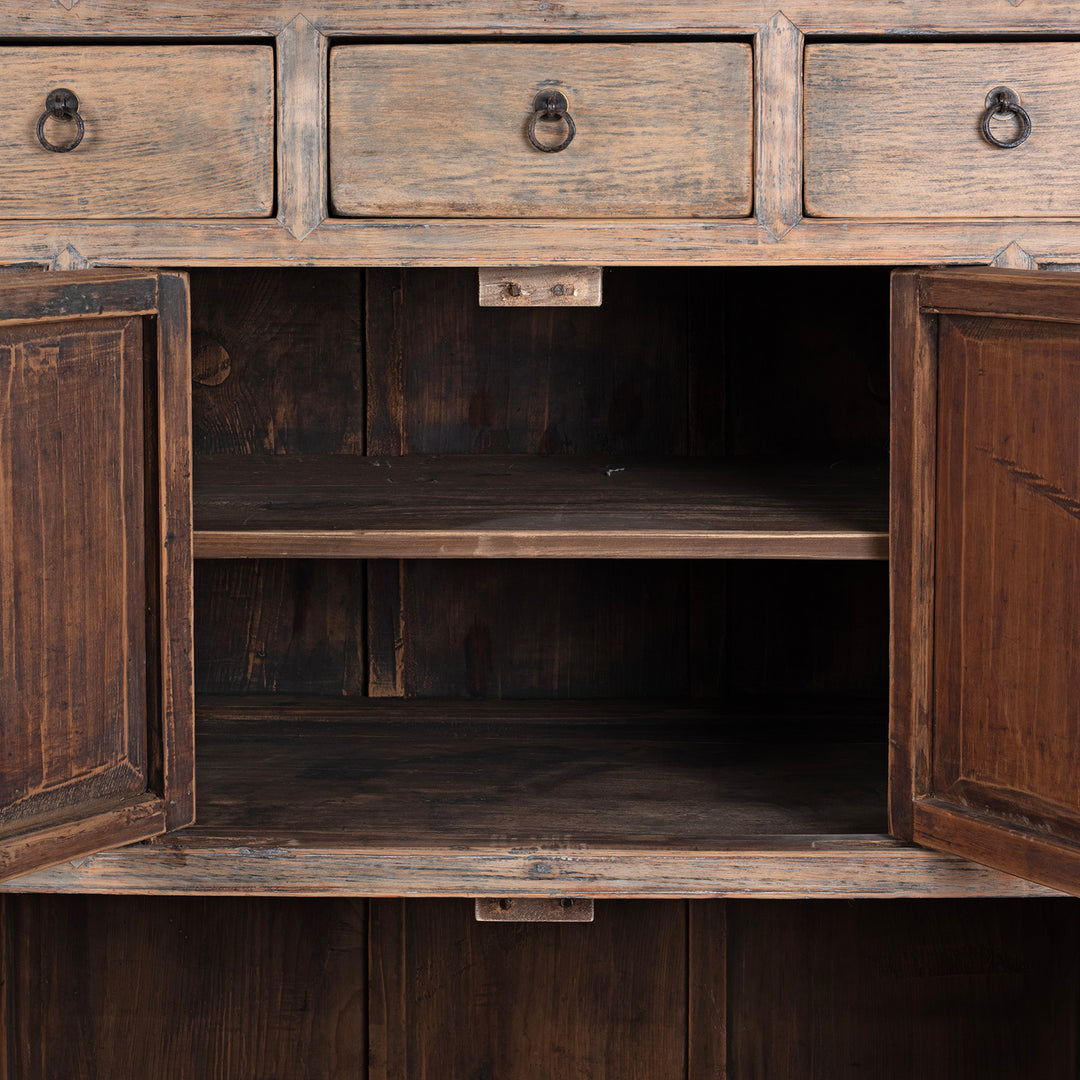 Antique Rustic Wood Lattice Kitchen Cabinet From China Showing Drawers & Interior