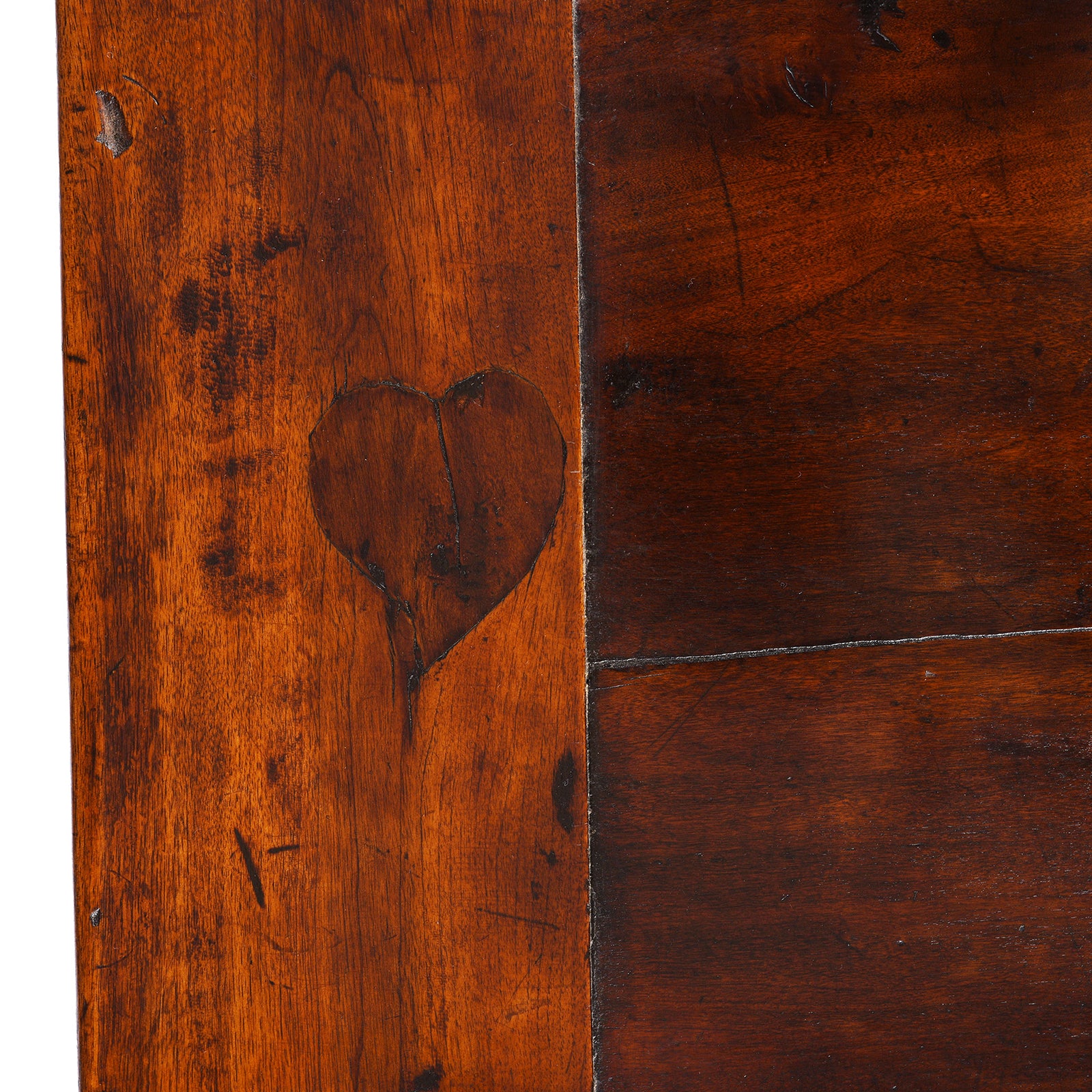 Heart Patch Detail From Antique Square Walnut Coffee Table From Shanxi | Indigo Antiques