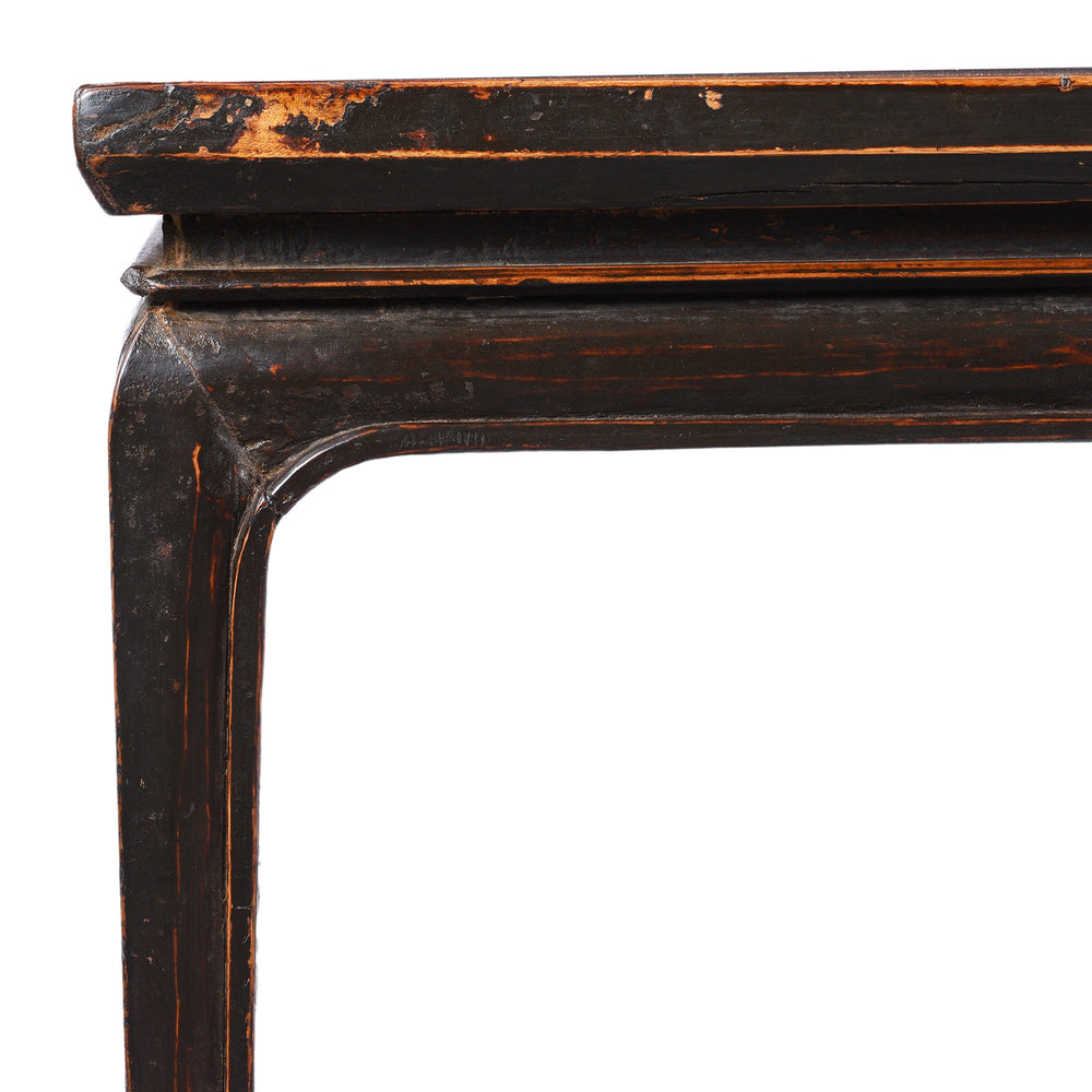 Corner Detail From Antique Square Walnut Coffee Table From Shanxi | Indigo Antiques