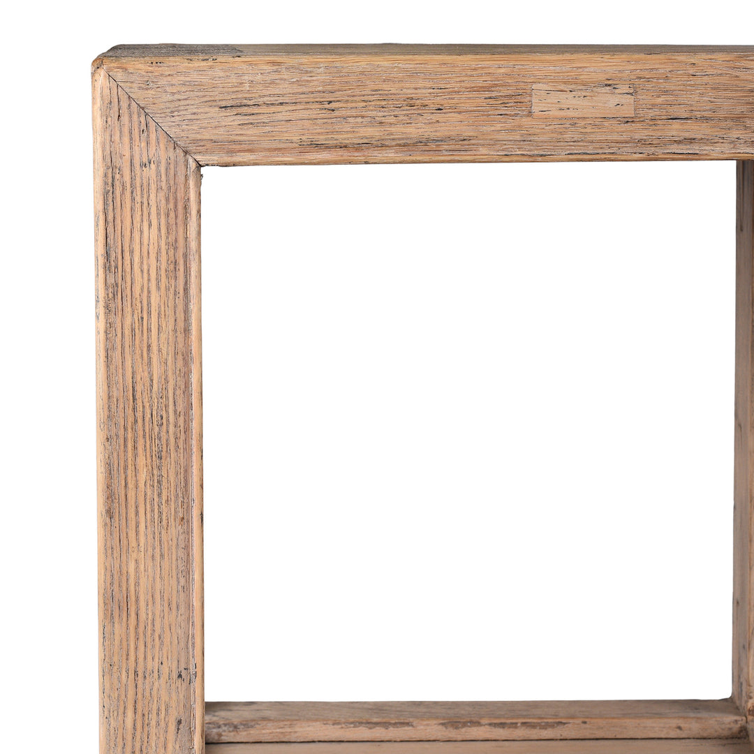 Corner Detail From Antique Pine Flower Stand From Tianjin With Drawer And Lattice Base