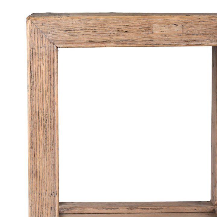 Corner Detail From Antique Pine Flower Stand From Tianjin With Drawer And Lattice Base