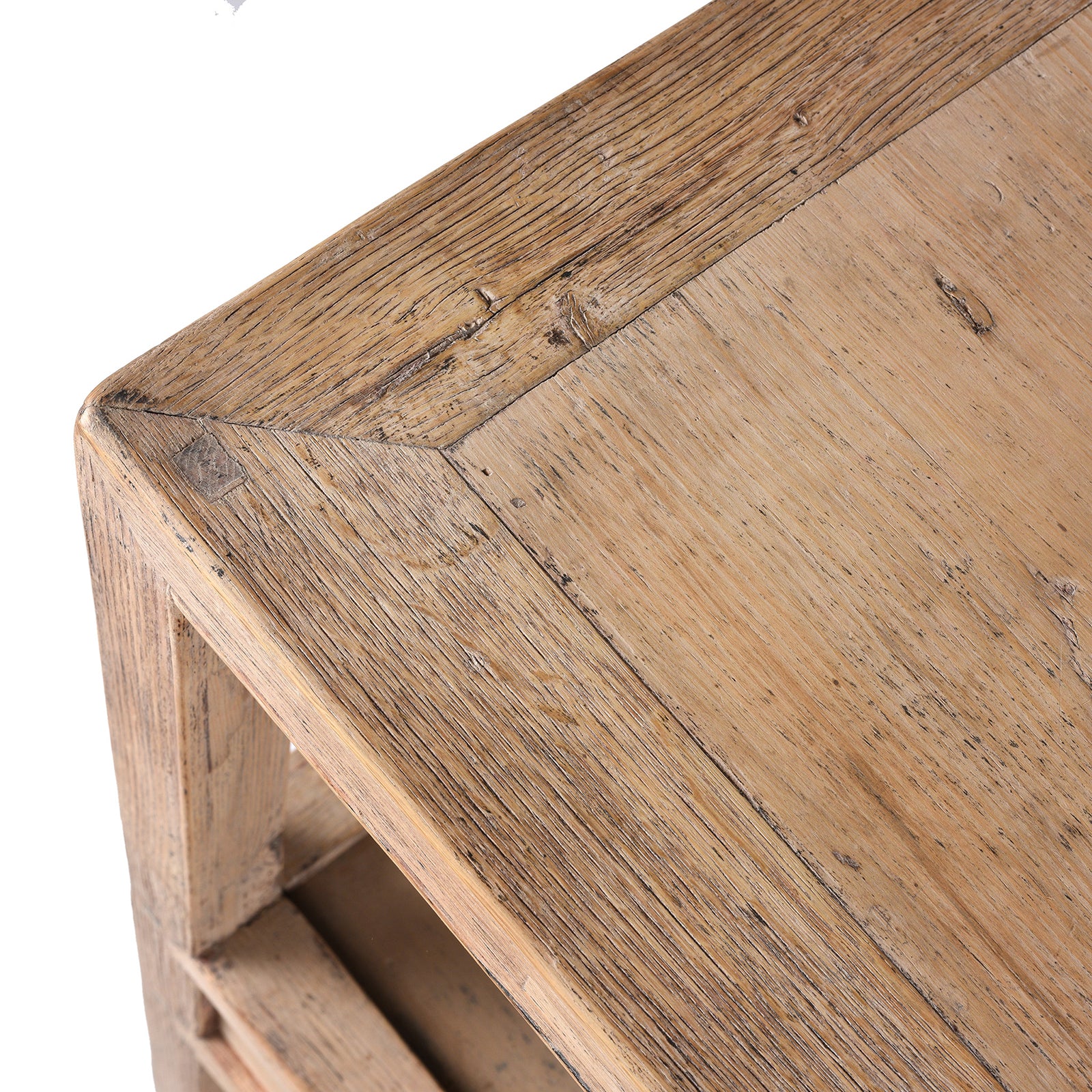 Corner Detail From Antique Pine Flower Stand From Tianjin With Drawer And Lattice Base