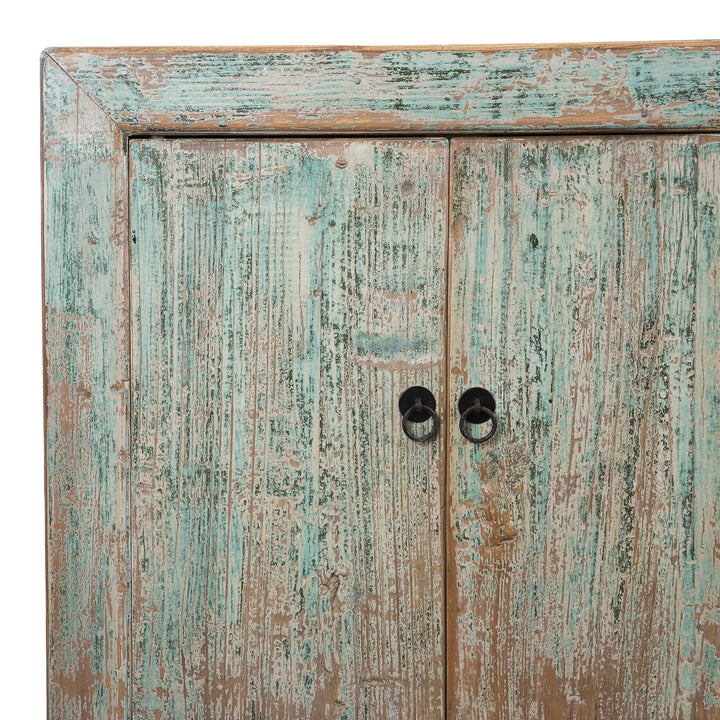 Corner Frame Detail From Green Painted Sideboard Made From Old Pine | Indigo Antiques
