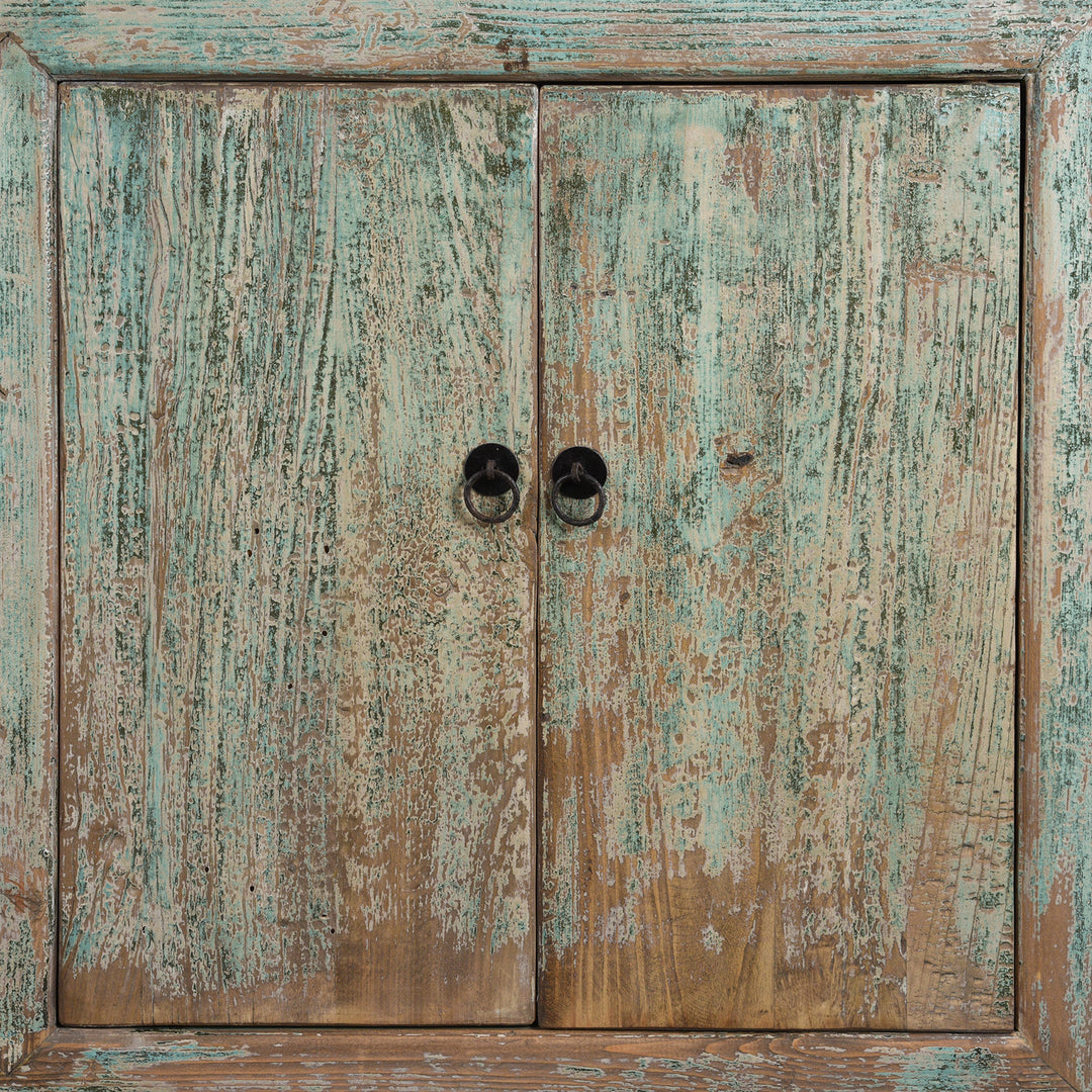 Door Detail From Green Painted Sideboard Made From Old Pine | Indigo Antiques
