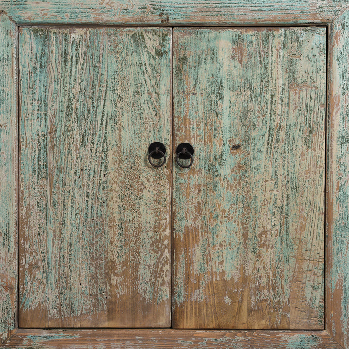 Door Detail From Green Painted Sideboard Made From Old Pine | Indigo Antiques