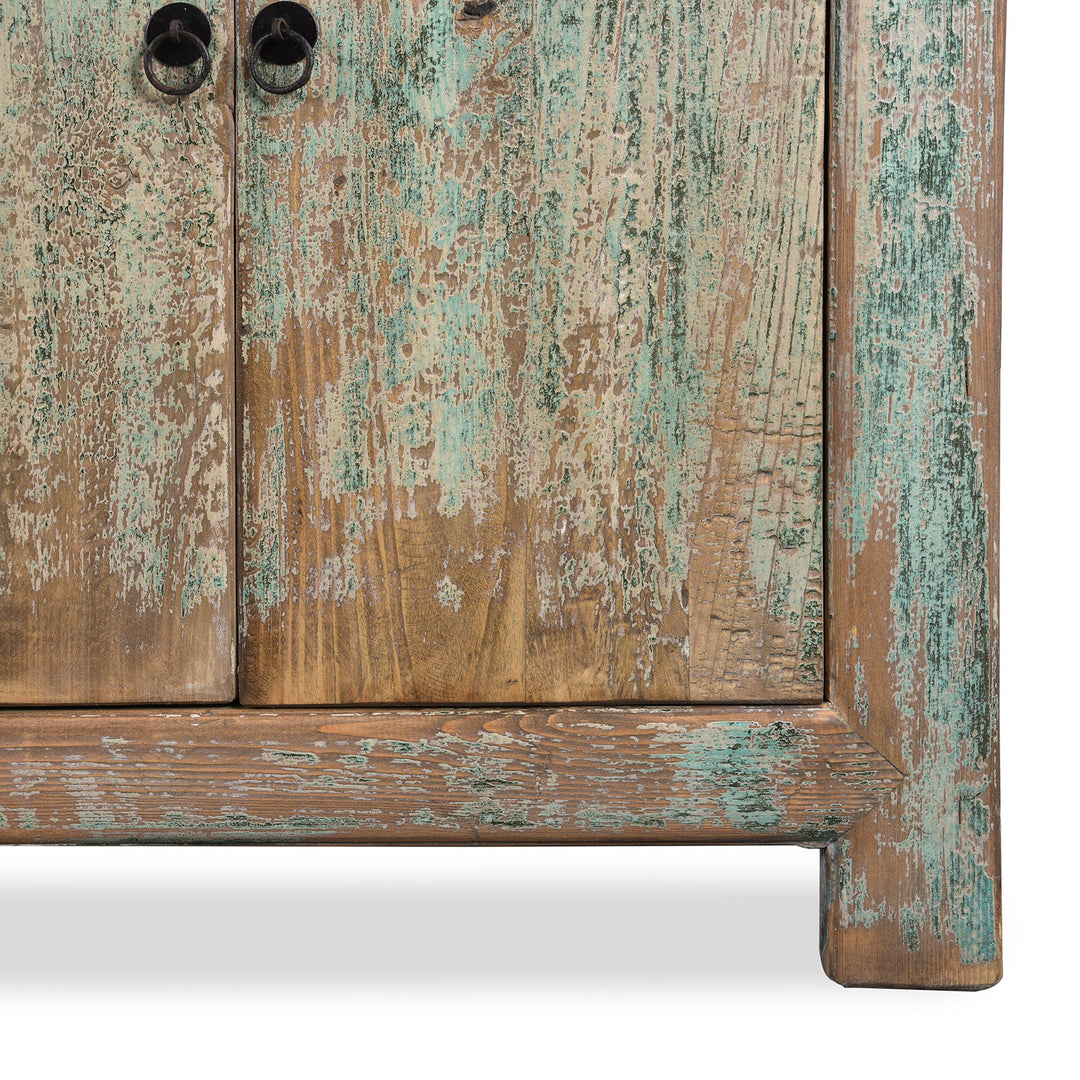 Leg Detail From Green Painted Sideboard Made From Old Pine | Indigo Antiques