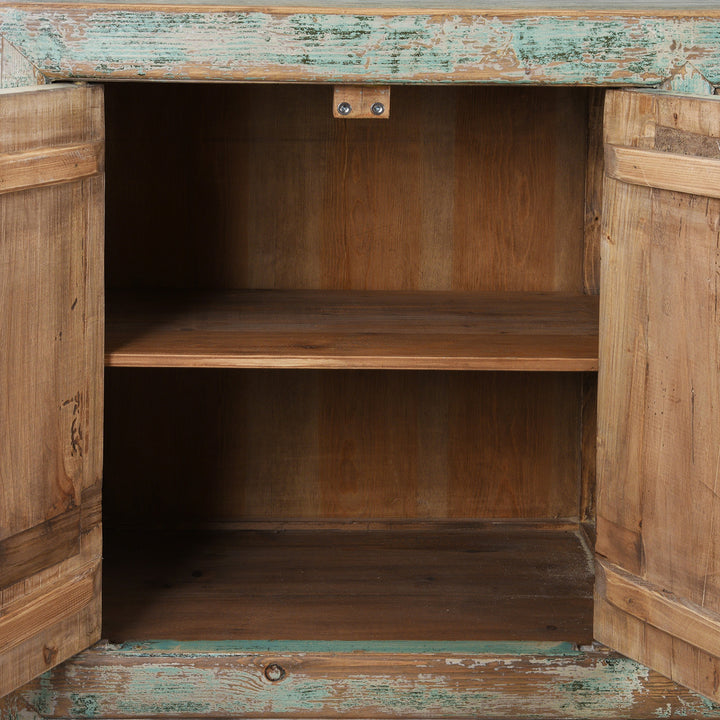 Interior Detail From Green Painted Sideboard Made From Old Pine | Indigo Antiques