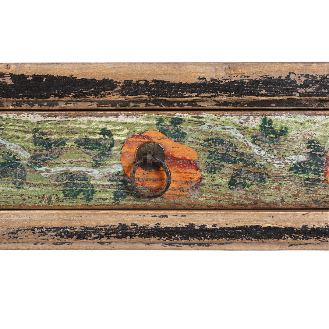 Drawer Handle Detail From Painted Chinese Three Drawer Console Table Made From Old Wood | Indigo Antiques