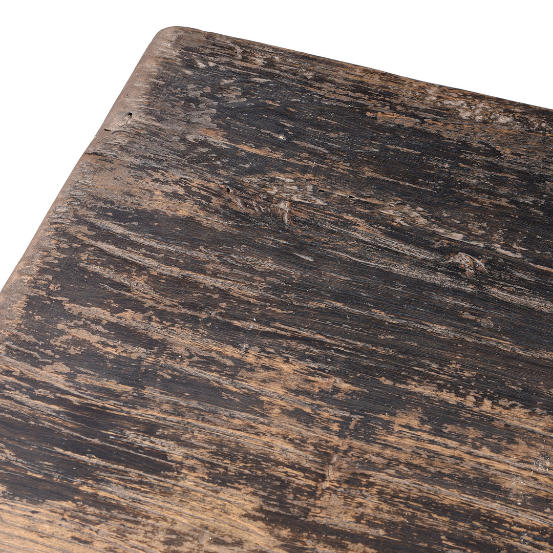 Corner Surface Detail From Painted Chinese Three Drawer Console Table Made From Old Wood | Indigo Antiques