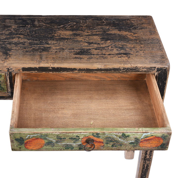 Drawer Interior Detail From Painted Chinese Three Drawer Console Table Made From Old Wood | Indigo Antiques