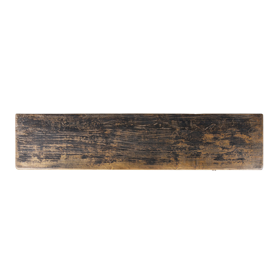 Top Down View Of Painted Chinese Three Drawer Console Table Made From Old Wood | Indigo Antiques