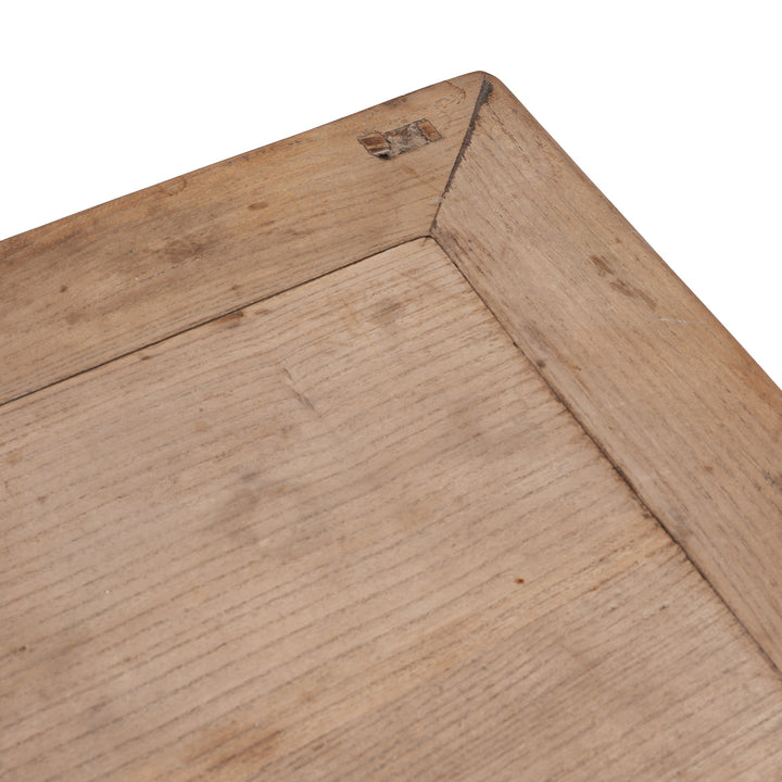 Top Corner Detail From Antique Chinese 3 Drawer Elm Console Table | Indigo Antiques