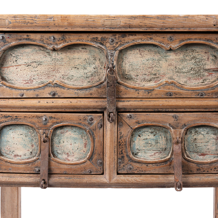 Drawers Detail From Antique Carved Elm Coffer Table From Shanxi  | Indigo Antiques