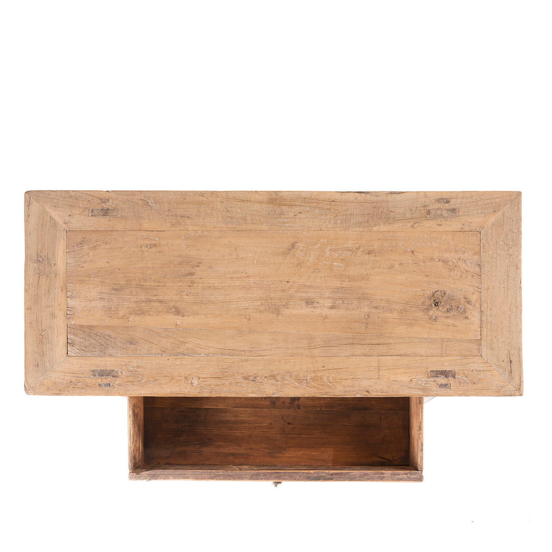 Top Down View Of Antique Carved Elm Coffer Table From Shanxi  | Indigo Antiques