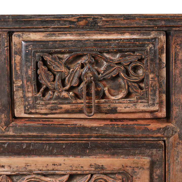 Drawer Carving Detail From Antique Chinese Carved Coffer Table From Shanxi | Indigo Antiques