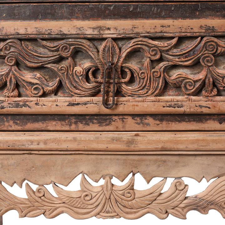 Carving Detail From Front Of Antique Chinese Carved Coffer Table From Shanxi | Indigo Antiques