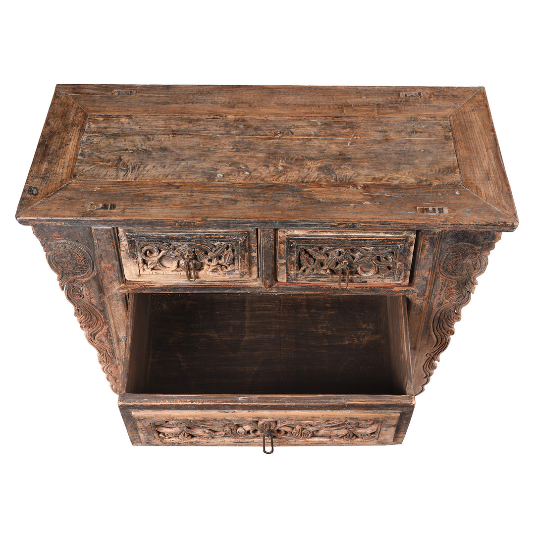 Top Down View Of Antique Chinese Carved Coffer Table From Shanxi | Indigo Antiques