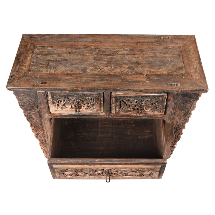 Top Down View Of Antique Chinese Carved Coffer Table From Shanxi | Indigo Antiques