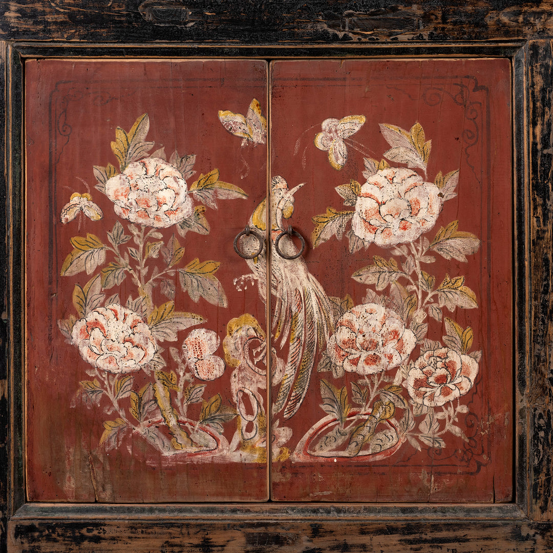 Painted Doors From Antique Red & Black Painted Sideboard From Shanxi  | Indigo Antiques
