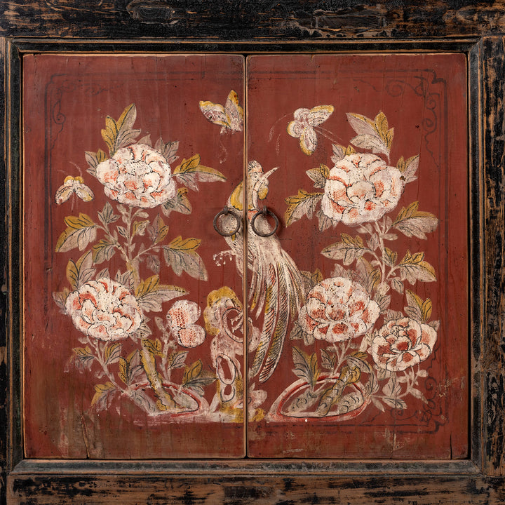 Painted Doors From Antique Red & Black Painted Sideboard From Shanxi  | Indigo Antiques