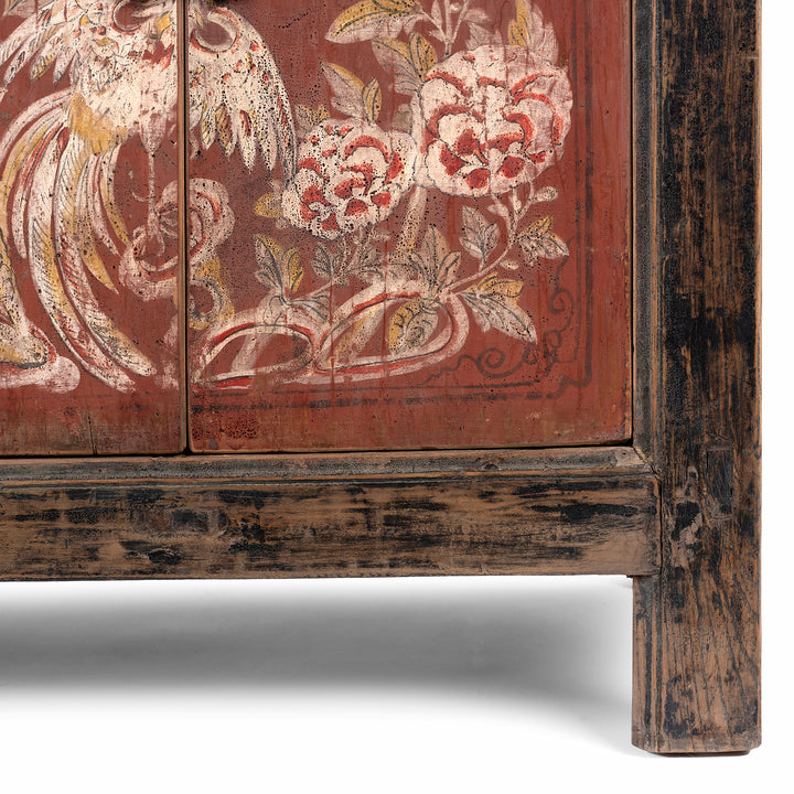 Leg Detail From Antique Red & Black Painted Sideboard From Shanxi  | Indigo Antiques