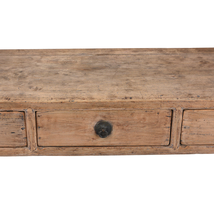 Table Top Detail From Antique Chinese 19th Century Bleached Poplar Console Table With Three Drawers From Shanxi