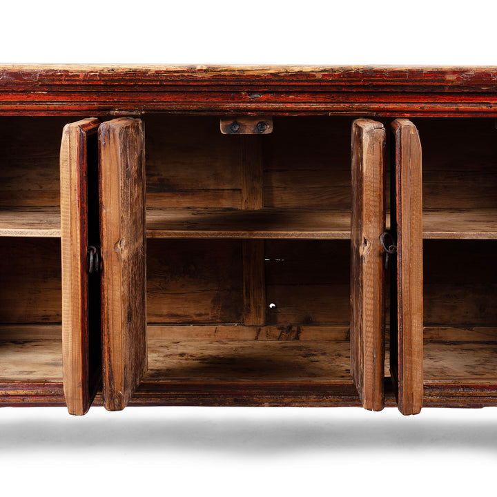 Detail From Interior Of Nineteenth Century Gansu Sideboard With Panelled Doors