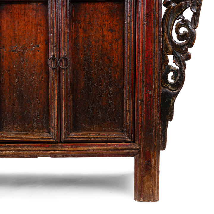 Leg Detail From Nineteenth Century Gansu Sideboard With Panelled Doors