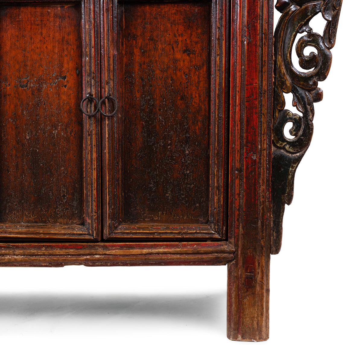 Leg Detail From Nineteenth Century Gansu Sideboard With Panelled Doors