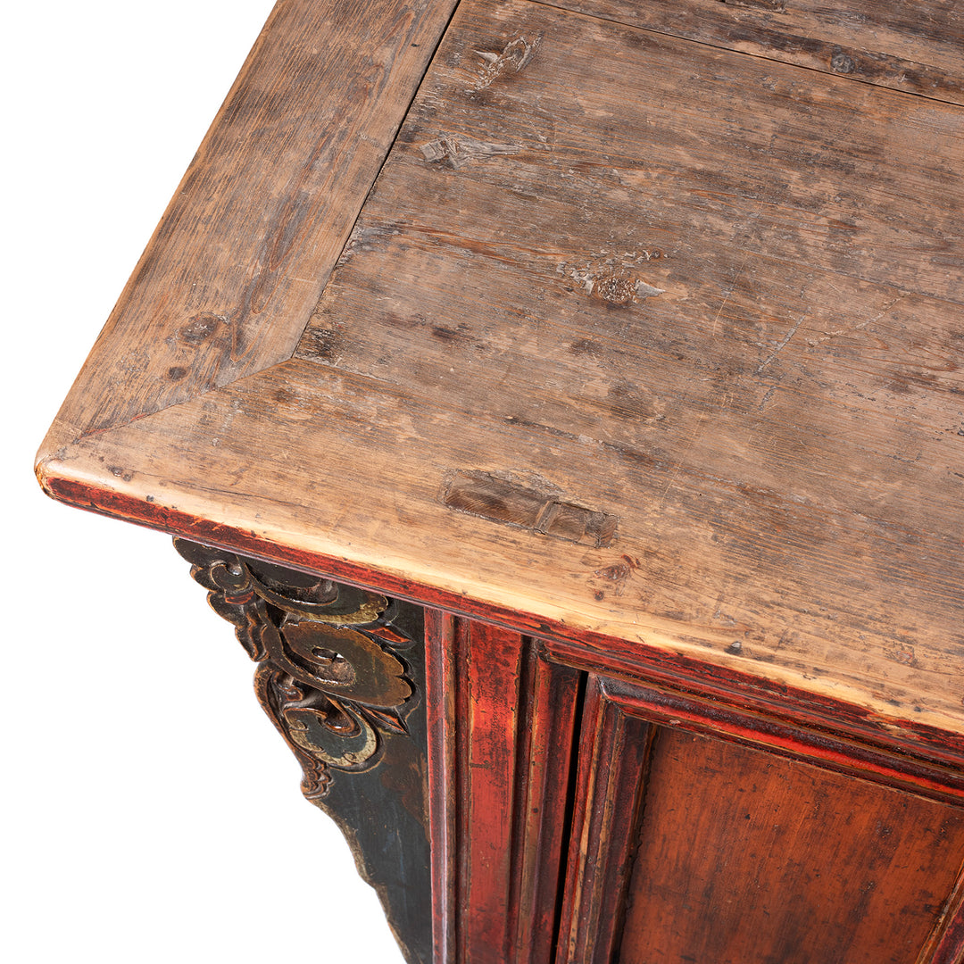 Surface Detail From Nineteenth Century Gansu Sideboard With Panelled Doors