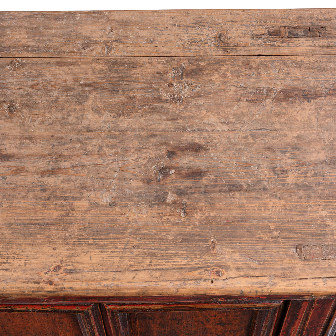 Surface Detail From Nineteenth Century Gansu Sideboard With Panelled Doors