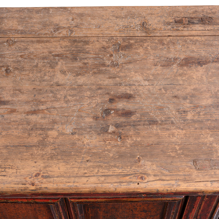 Surface Detail From Nineteenth Century Gansu Sideboard With Panelled Doors