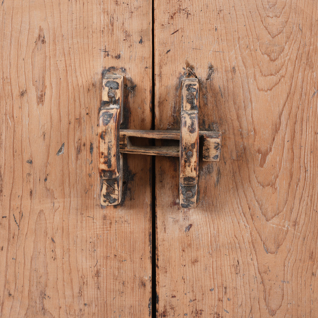 Sliding Lock Detail From Antique Bleached Pine Bedside Cabinet | Indigo Antiques