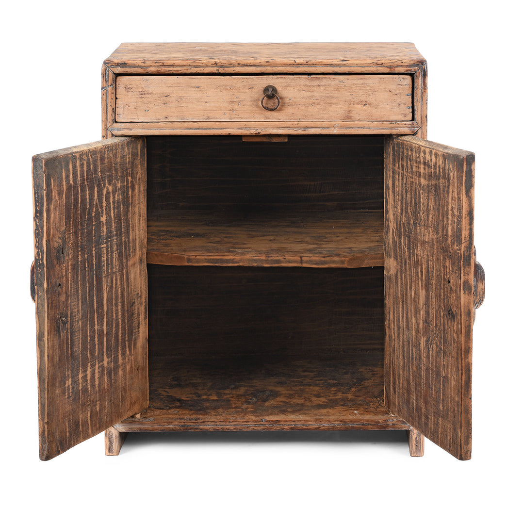 Interior Of Antique Bleached Pine Bedside Cabinet | Indigo Antiques