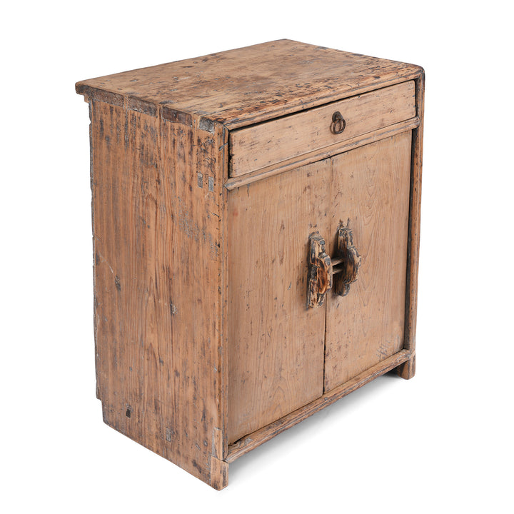 Angled View Of Antique Bleached Pine Bedside Cabinet | Indigo Antiques