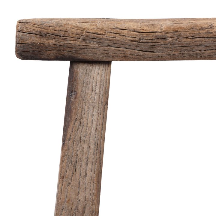 Corner Detail From Antique Elm Saddle Stool from Shanxi | Indigo Antiques