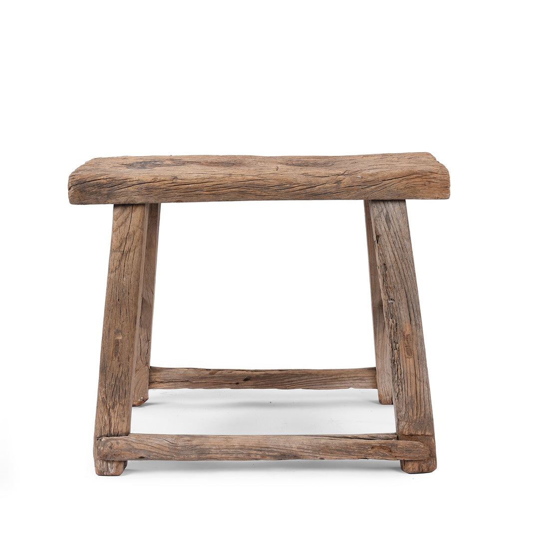 Back Of Antique Elm Saddle Stool from Shanxi | Indigo Antiques
