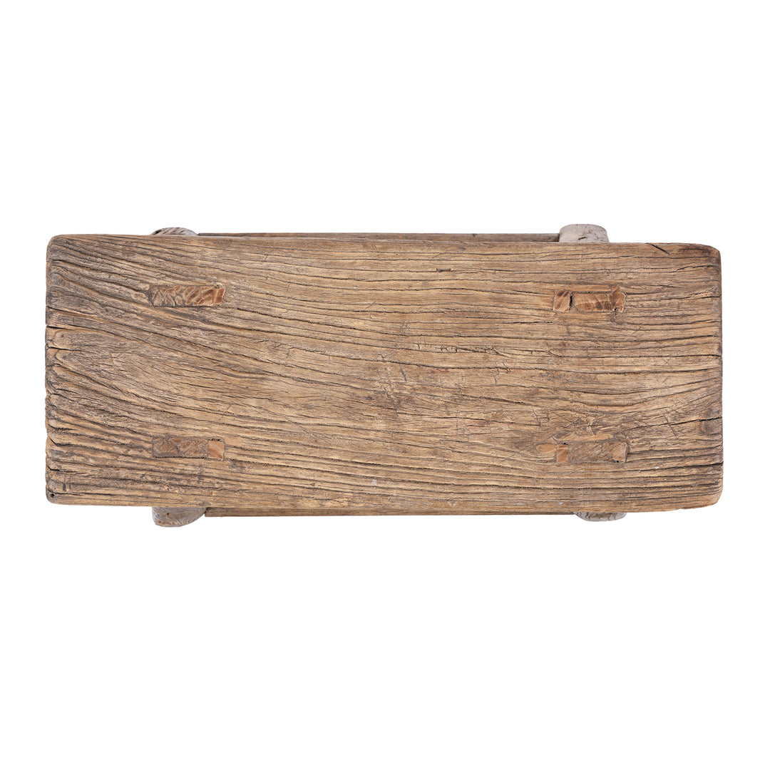 Top Down View Of Elm Milking Stool From Shanxi | Indigo Antiques
