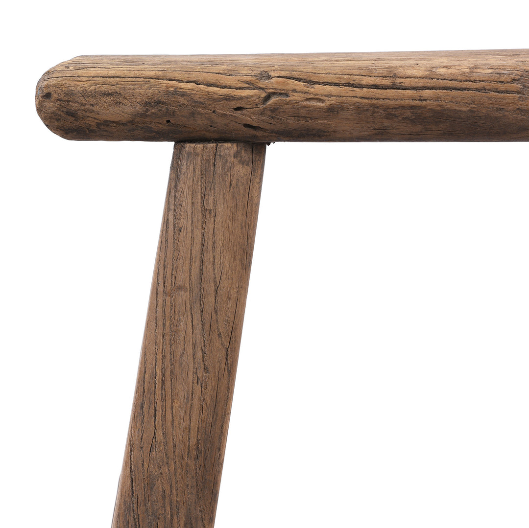 Corner Detail From Elm Milking Stool From Shanxi | Indigo Antiques
