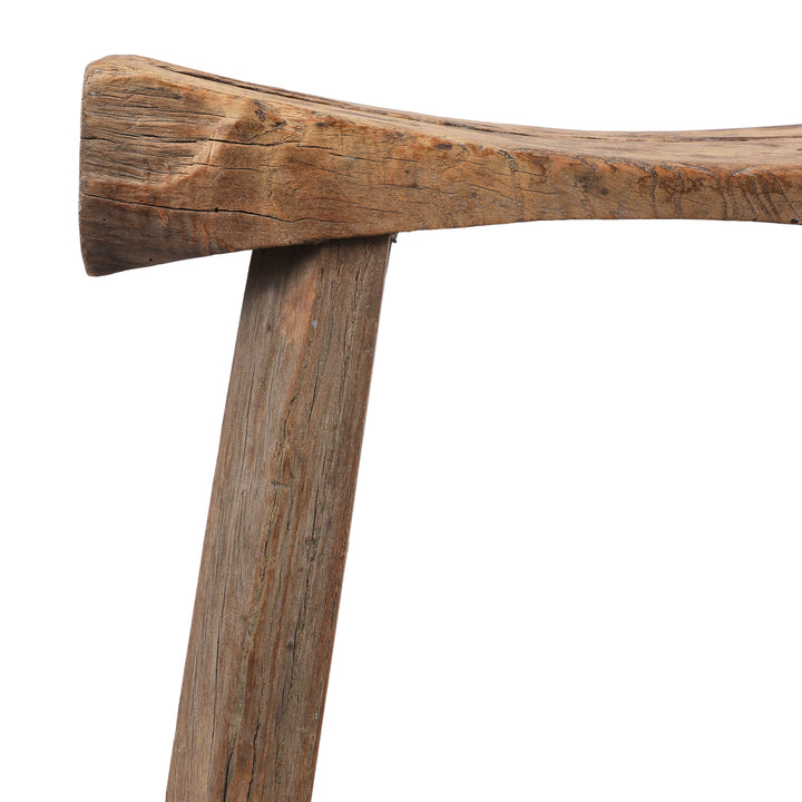 Corner Detail From Antique Chinese Elm Saddle Stool | Indigo Antqiues