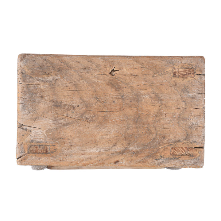Top Down View Of Antique Elm Milking Stool From Shanxi  | Indigo Antiques