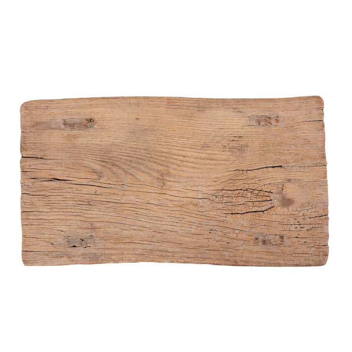 Top Down View Of Nineteenth Century Rustic Elm Saddle Stool From Shanxi With Traditional Carpentry Construction