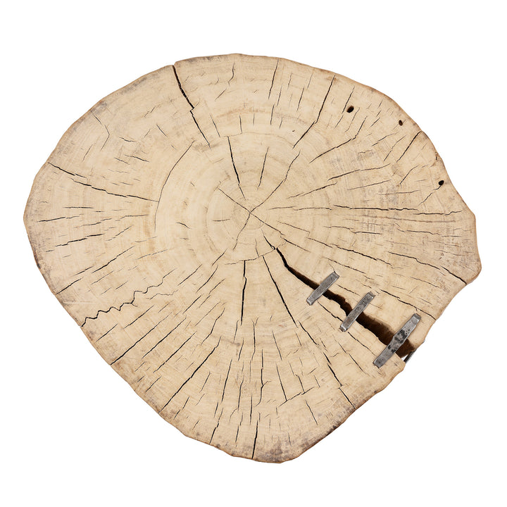 Top Down View Of Antique Elm Farmers Chopping Block Stool | Indigo Antiques