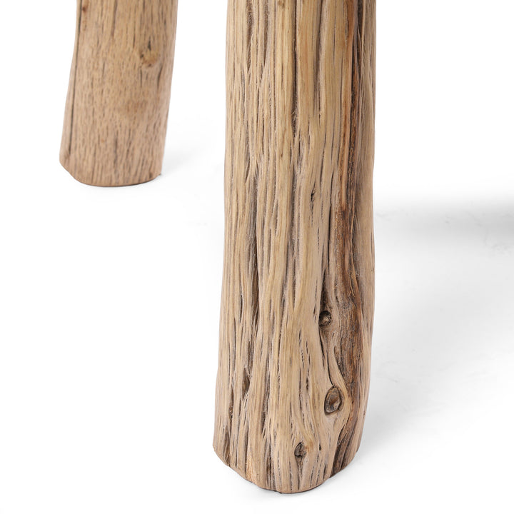 Leg Detail From Antique Elm Farmers Chopping Block Stool | Indigo Antiques