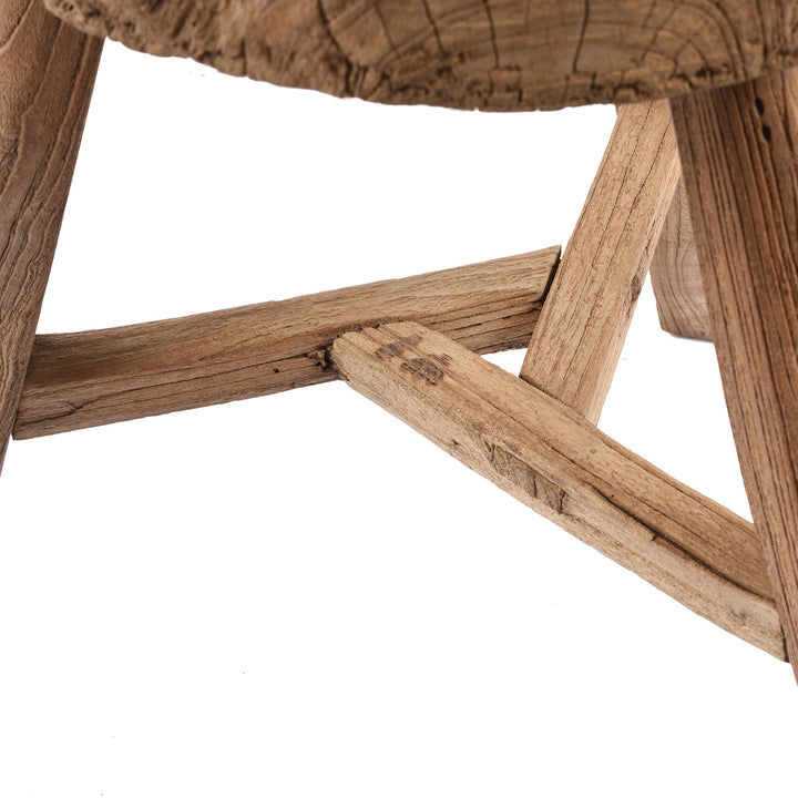 Carpentry Detail From Antique Elm Farmers Chopping Block Stool | Indigo Antiques